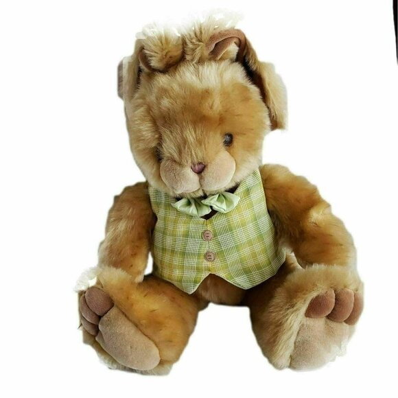 Easter‎ Bunny Rabbit Stuffed Animal Holiday Vest Bow Tie Plush Plushie New - Picture 1 of 7